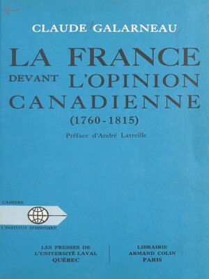 cover image of La France devant l'opinion canadienne